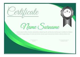 plantillas de vector de diseño de certificado horizontal de esquina curva verde