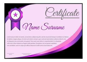 Purple Curved Corner Horizontal Certificate design vector Templates