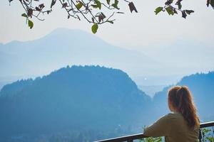 girl enjoy panorama photo