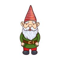 Vector colorful illustration of Christmas gnome. Cute fairytale character