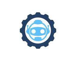 Mechanical gear with circle head robot inside vector