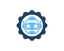 Mechanical gear with circle head robot inside vector