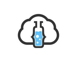 Nube simple con laboratorio de botella de código dentro vector