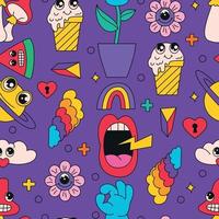Hand drawn trendy colorful cartoon pattern vector