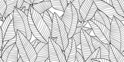 Tropical leaves coloring book seamless pattern vector