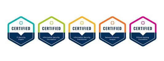 List of Computer Security Certifications Vector Design Template. Certificate Company Training Badge Logo by Criteria.