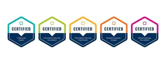 List of Computer Security Certifications Vector Design Template. Certificate Company Training Badge Logo by Criteria.