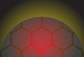 Abstract background with hexagon motif in the shape of a red round ball. gradient yellow black texture. vector illustration