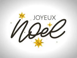 Plantilla de diseño de lujo navideño francés. vector texto joyeux noel aislado sobre fondo de lujo brillante