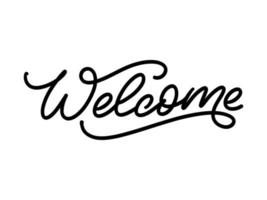 'welcome' hand lettering, vector calligraphy text greeting card