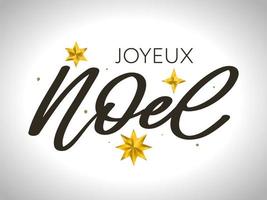 Plantilla de diseño de lujo navideño francés. vector texto joyeux noel aislado sobre fondo de lujo brillante