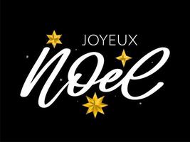 Plantilla de diseño de lujo navideño francés. vector texto joyeux noel aislado sobre fondo de lujo brillante