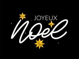 Plantilla de diseño de lujo navideño francés. vector texto joyeux noel aislado sobre fondo de lujo brillante