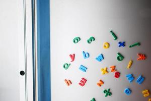 colorful plastic letters on a fridge photo