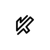 Letra k negra con estilo de arte lineal en fondo blanco, diseño de logotipo de plantilla vectorial editable vector