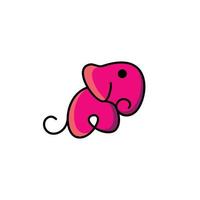 Elefante con estilo de dibujos animados chibi kawaii en fondo blanco, diseño de logotipo de plantilla vectorial vector