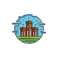 Castle with line art. Abstract, emblem, design, concept, logo, logotype, element, vector, template vector