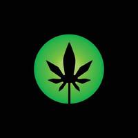 Círculo de marihuana en fondo negro, diseño de logotipo de plantilla vectorial vector