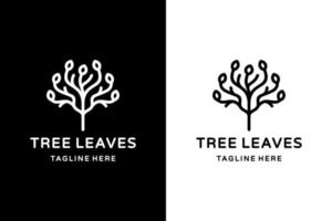 Vector Logo Design Leaves Tree with style line art