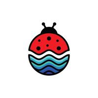 Dual Meaning Logo Design Combination of Bug Insect and Wave Water vector