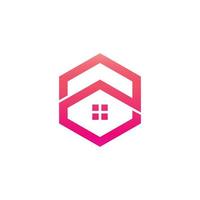 Hexa home with flat minimalist style in white background , vector template logo design