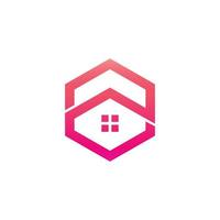 Hexa home with flat minimalist style in white background , vector template logo design