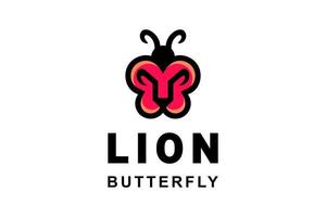 combinación de mariposa y león en fondo blanco, diseño de logotipo de plantilla vectorial editable vector