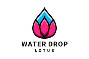 combinación de diseño de logotipo de doble significado de gota de agua y loto vector