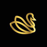 Swan gold line in background black , vector template logo design