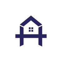 Combination letter H and home with flat minimalist style in white background , vector template logo design