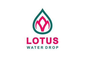 diseño de logotipo vectorial simple combinación de gota de agua y loto con estilo plano minimalista vector