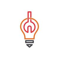 Logo Design Vector Combination of Lamp and Wrench