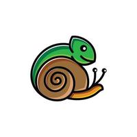 Combinación de camaleón y caracol en fondo blanco, diseño de logotipo de plantilla vectorial vector