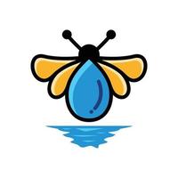 combinación de diseño de logotipo vectorial de gota de agua y abeja en fondo blanco vector