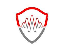 Combination heartbeat with shield shape vector