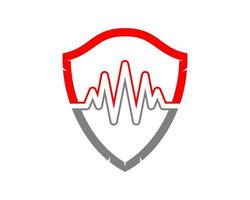 Combination heartbeat with shield shape vector