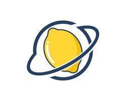 Circle ring planet with lemon fruit inside vector