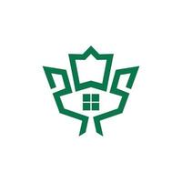 Combination of House and Leaf Maple in white background , vector template logo design editable