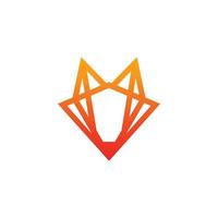 Fox line with flat minimalist style in white background , vector template logo design