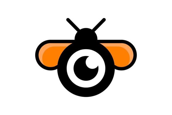 Double Meaning Logo Design Combination of Bee And Camera Lens