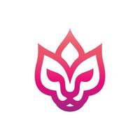 Combination Lion and lotus with style flat Minimalist in background white vector template logo design editable