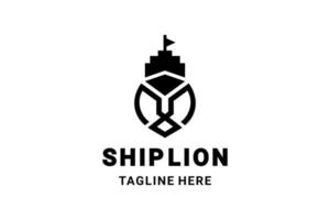 Vector Logo Design Combination Ship and Lion