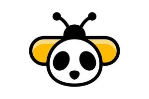 combinación de diseño de logotipo de doble significado de abeja y panda vector