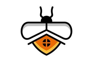 Vector Logo Design Combination Bee And Home