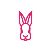 Rabbit line with color pink flat minimalist  in background white,vector template logo design vector
