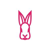 Línea de conejo con color rosa plano minimalista en fondo blanco, diseño de logotipo de plantilla vectorial vector