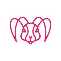 Rabbit line in white background, vector template logo design
