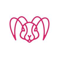 Rabbit line in white background, vector template logo design