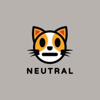 Vector Cartoon emoticon Shape Cats Neutral Expression