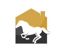 Running horse inside the house shape vector